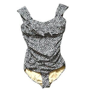 Albion Black and White Leopard Print One-Piece Swimsuit